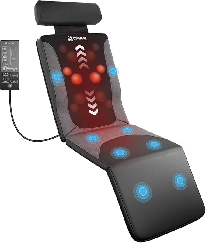 Full Body Shiatsu Massage Mat with Heat and Vibration for Back Pain Re