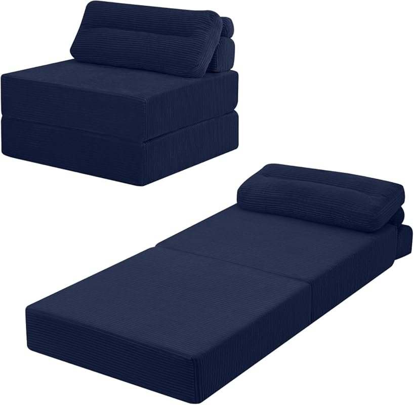 Folding Sofa Bed: Convertible Sleeper Chair with Back Support for Smal