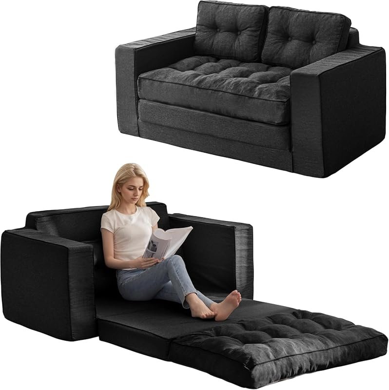 3-in-1 Convertible Loveseat Sleeper Sofa, Pull Out Couch with Backrest