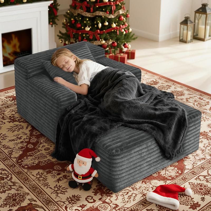 Best Corduroy Upholstered Boneless Chaise Lounge Sofa Bed with Deep Se