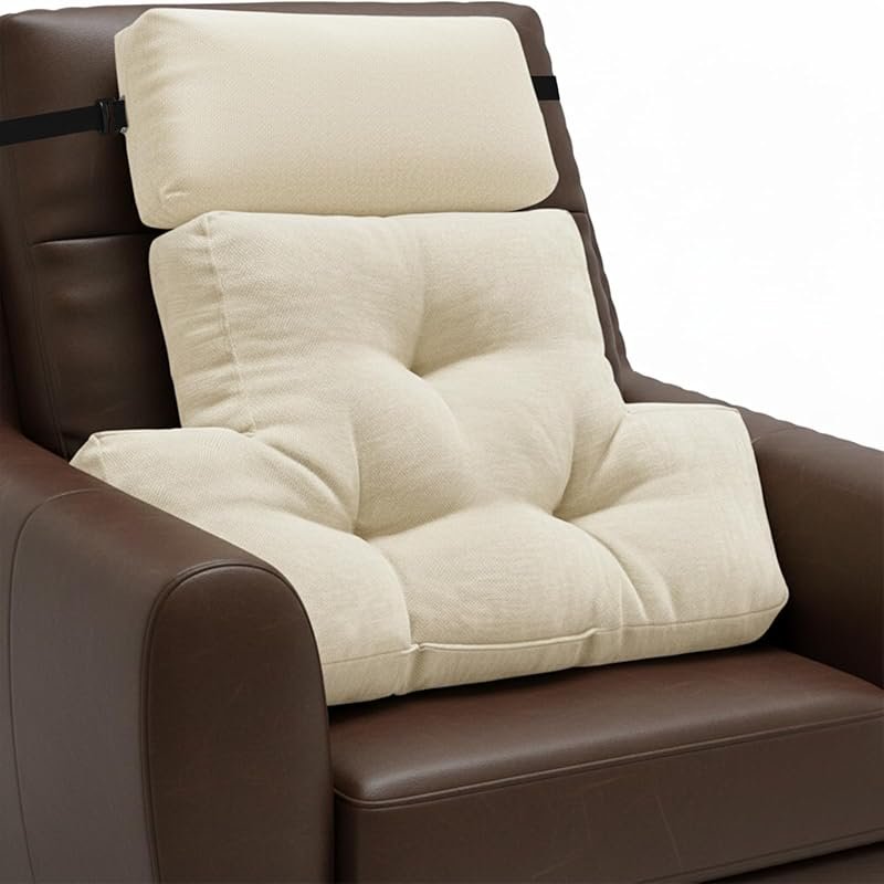 Soft Lumbar Support Cushion with Adjustable Headrest for Sofa, Chair a