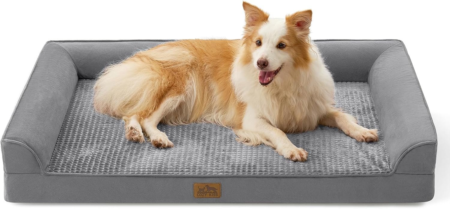 Orthopedic Dog Sofa for Large Dogs: Bolster Couch with Waterproof Lini