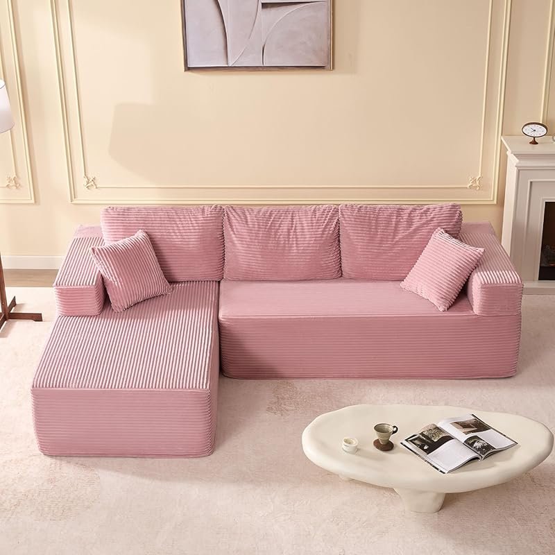 107-Inch Boneless Modular Sectional Sofa, Deep Seat Cloud Couch, L-Sha