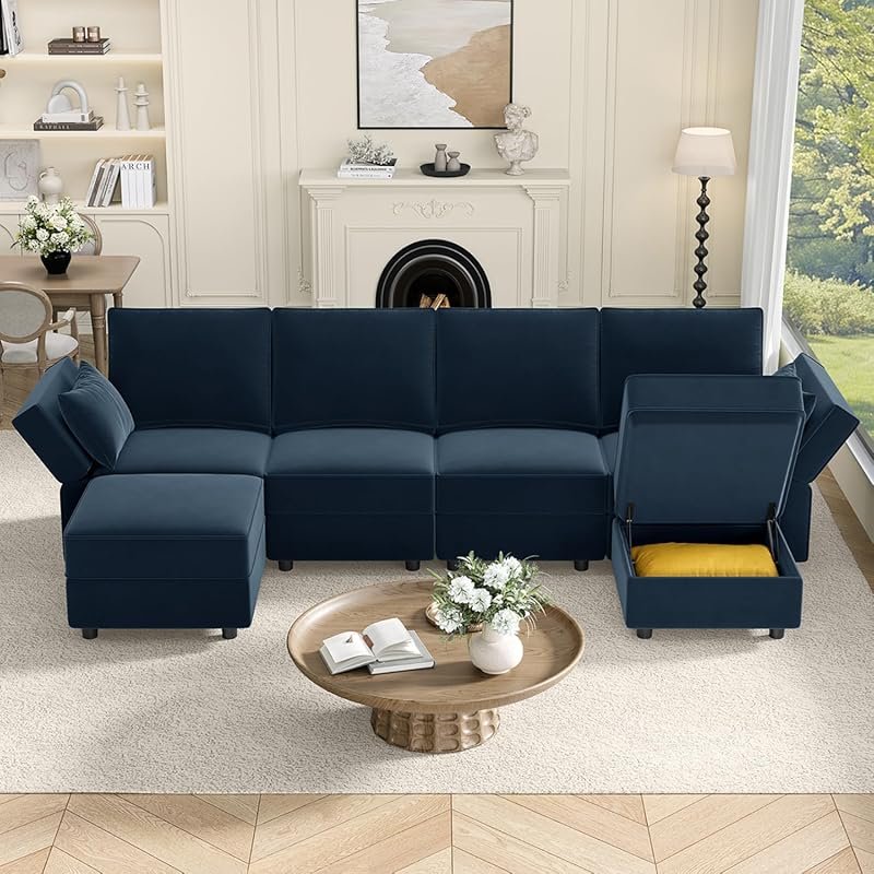 Best L-Shaped Modular Sectional Sofa with Storage Seats and Deep Seati