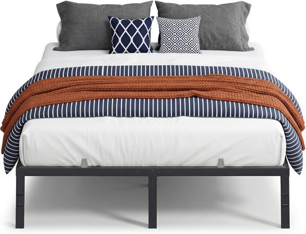 VASAGLE 14-Inch Tall Queen Metal Bed Frame, 1100 lb Capacity, Under-Be