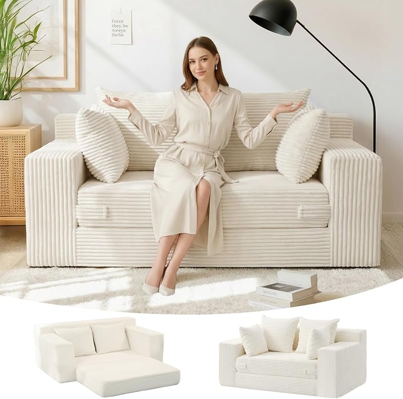 Boneless Loveseat Sleeper Sofa Bed, 3-in