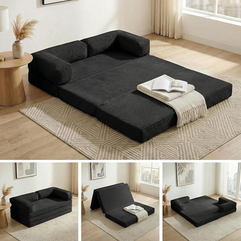Queen Size 5-in-1 Tri-Fold Convertible Futon Sofa Bed - Boneless Cordu