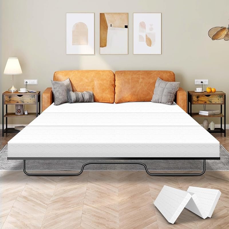 4 Inch Memory Foam Replacement Mattress for Queen Sofa Beds with Remov