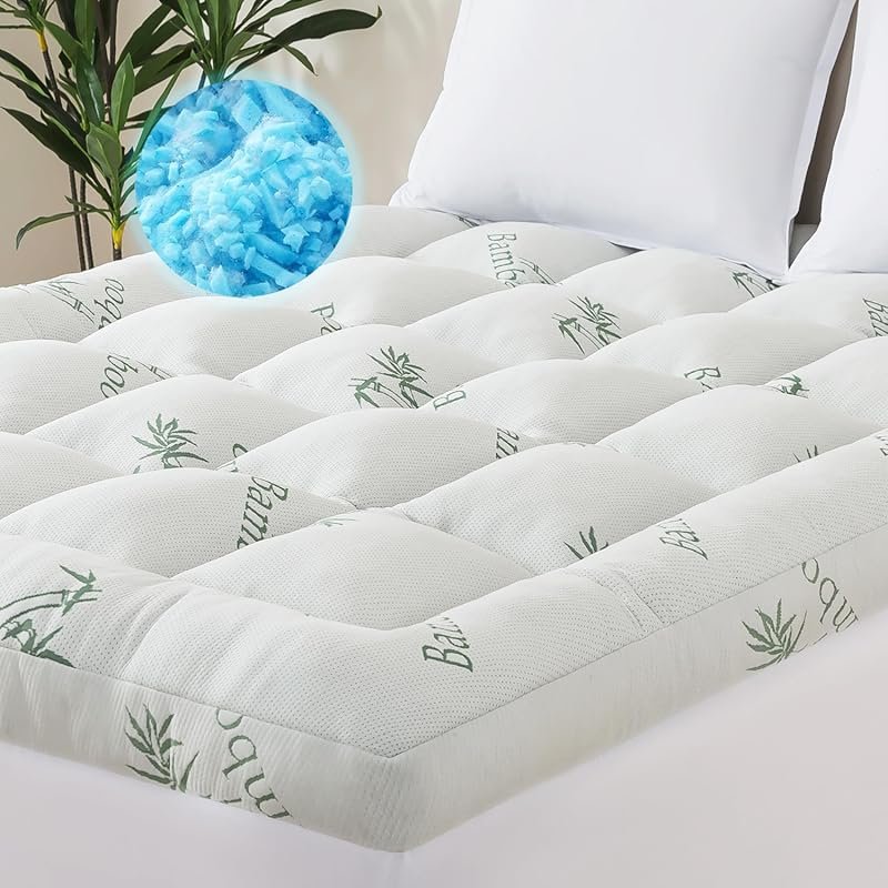 3 Inch Memory Foam Queen Topper, Cooling Bamboo Pillow Top for Back Pa