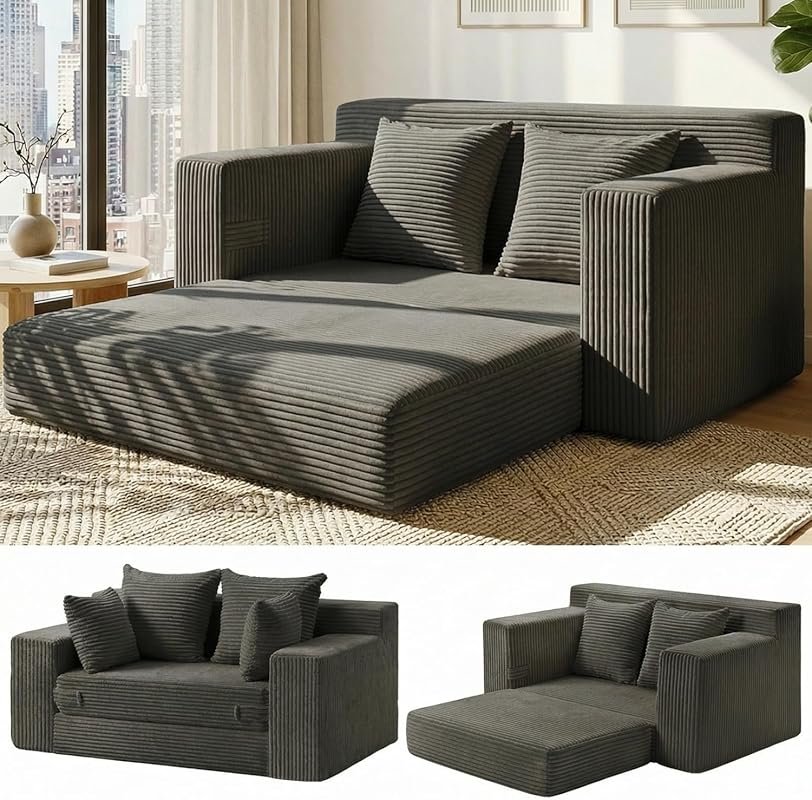 Convertible Sofa Bed, 5 in 1 Small Boneless Couch Pull Out Loveseat Sl