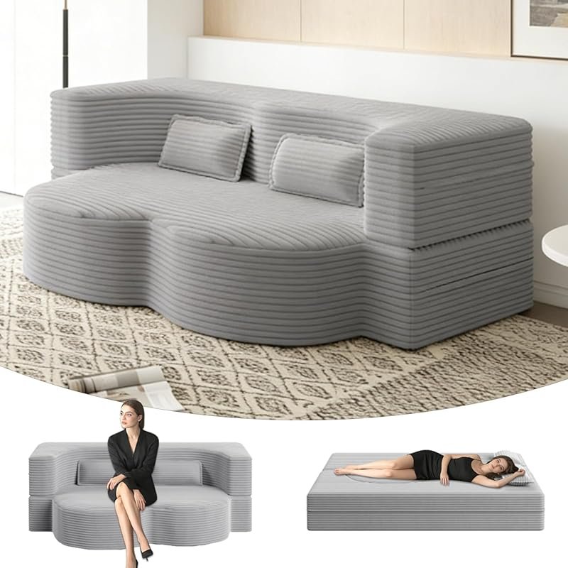 Convertible Folding Corduroy Futon Sleeper Sofa Bed with a Comfortable