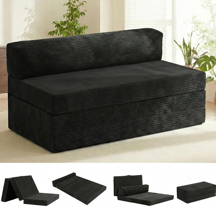 5-in-1 Convertible Futon Sofa Bed - Boneless Loveseat Sleeper for Smal