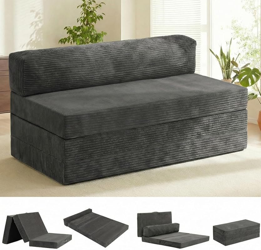 Queen Convertible Sleeper Sofa Bed, a Tri-fold Pull Out Futon for Smal