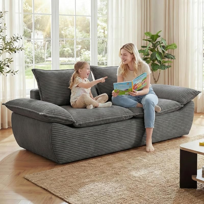 Best Small Boneless Loveseat Sofa with Removable Cushions for Deep, Co
