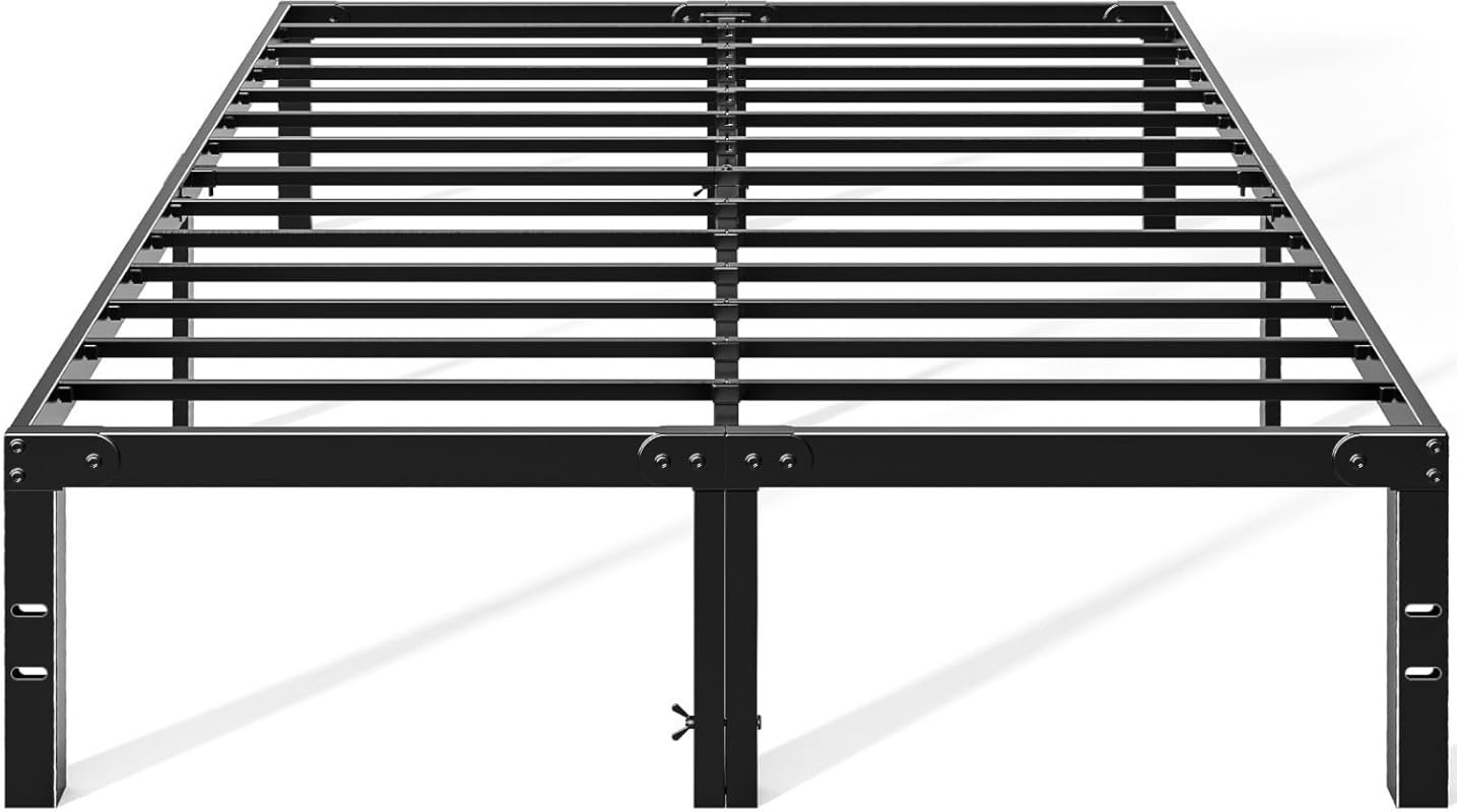 OLIXIS 14-Inch High Metal Queen Bed Frame with Storage, Sturdy Steel S