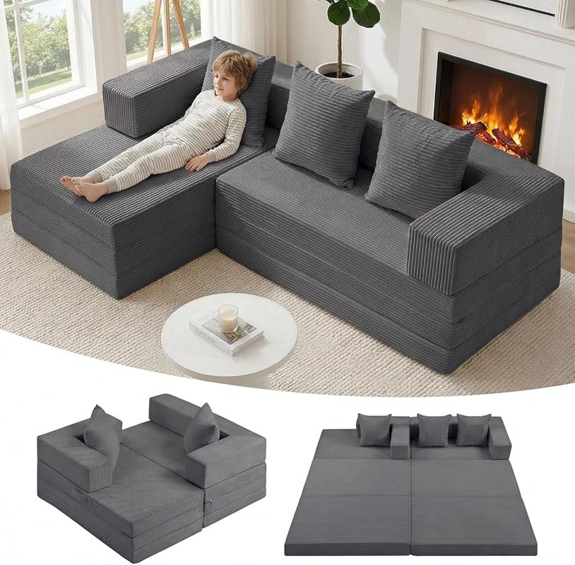 Modular Sectional Sofa, Boneless Convertible Oversized Sleeper Sofa Be
