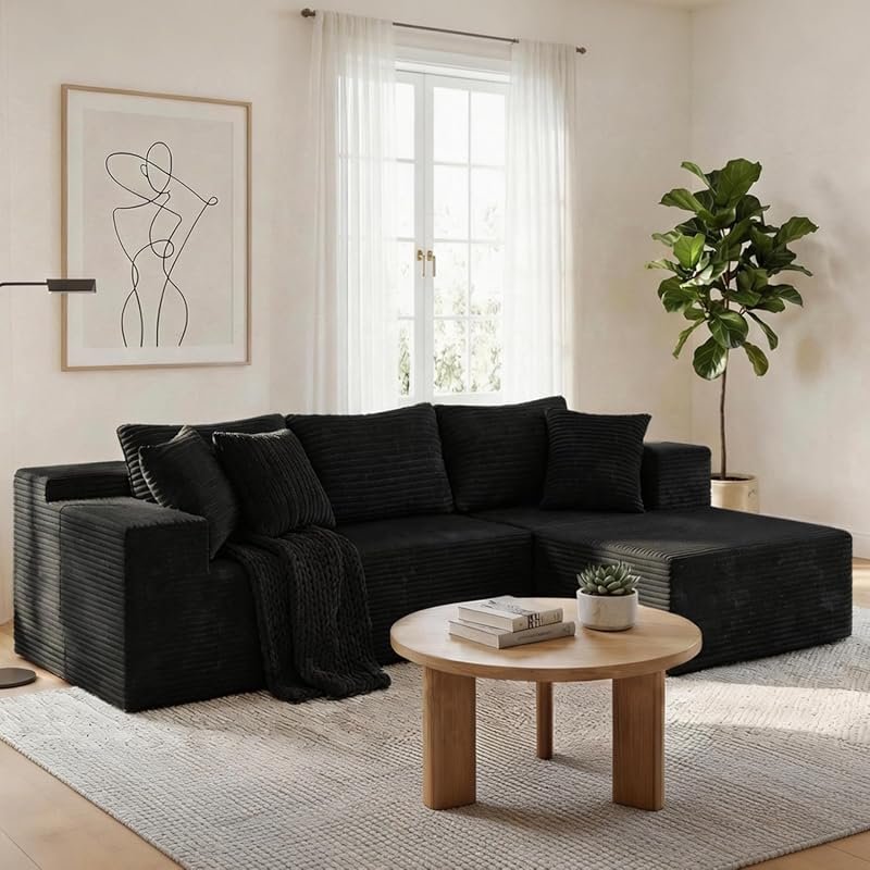 Best Modular Cloud Sectional Sofa with L-Shape Chaise and Deep Seating